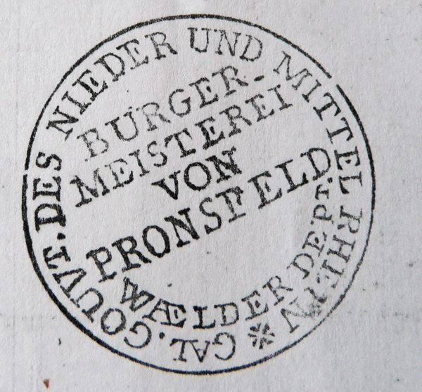 Stempel Gemeinde Pronsfeld 1815