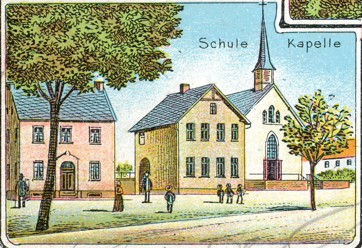 Kirchplatz Pronsfeld 1905 Lithografie